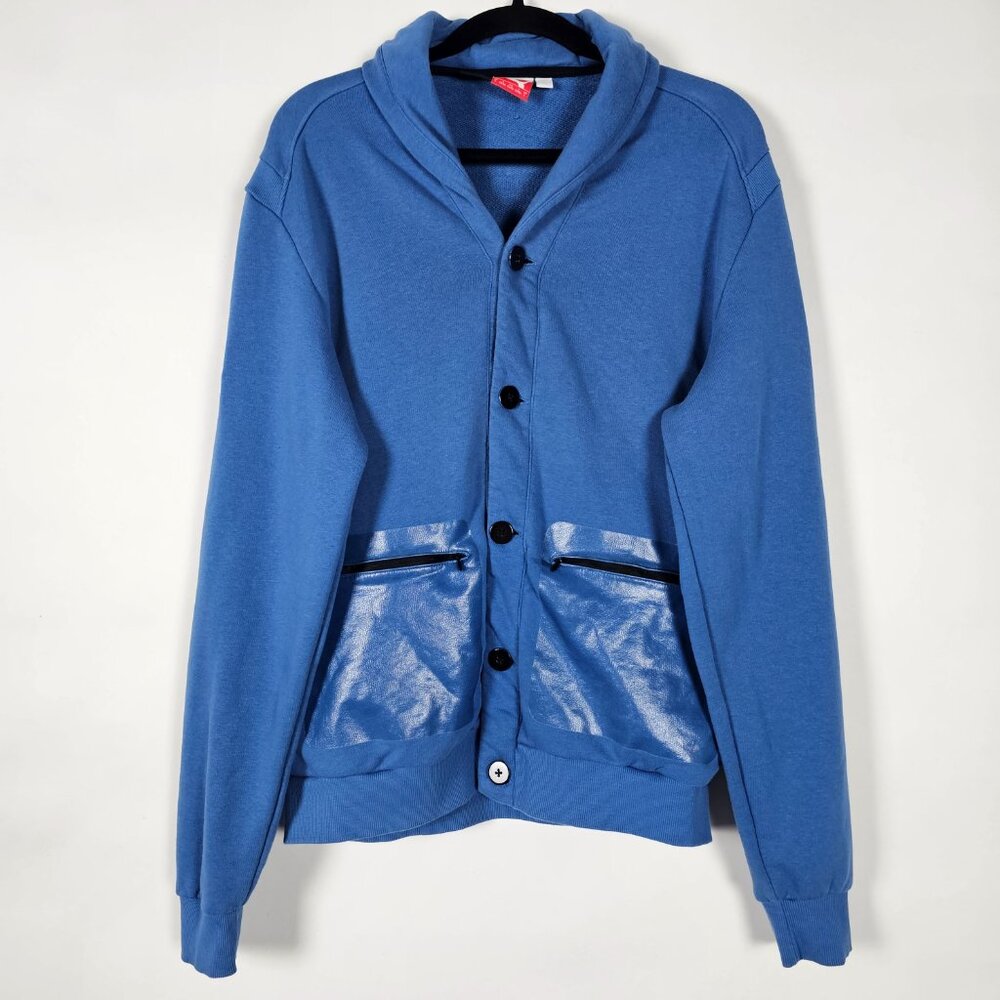 Puma Mini Cooper Cars Mens Large Long Sleeve Blue Cardigan Sweater